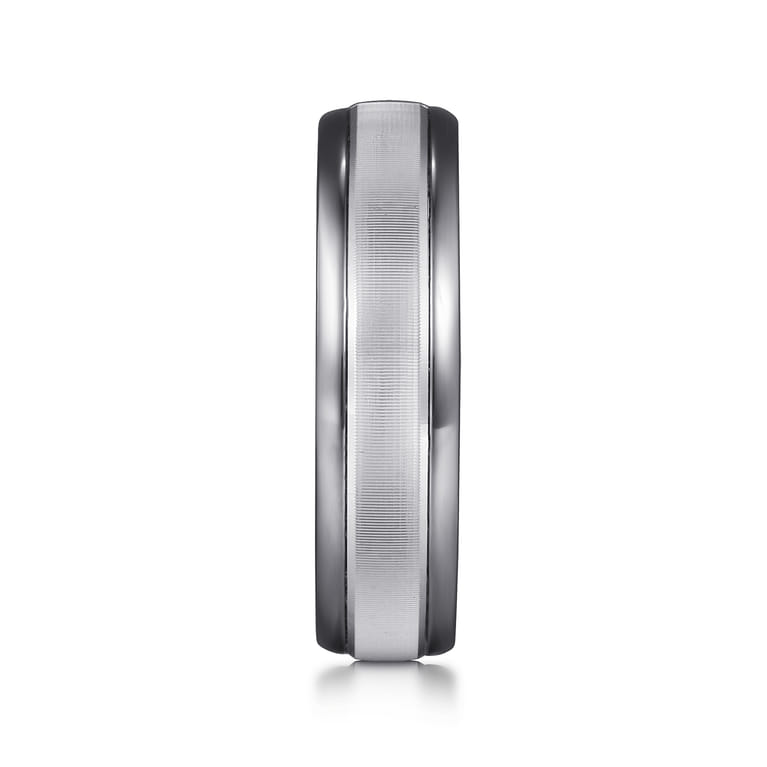 Mens Alternative 6mm Round Tantalum and 14K White Gold Band - Shot 4