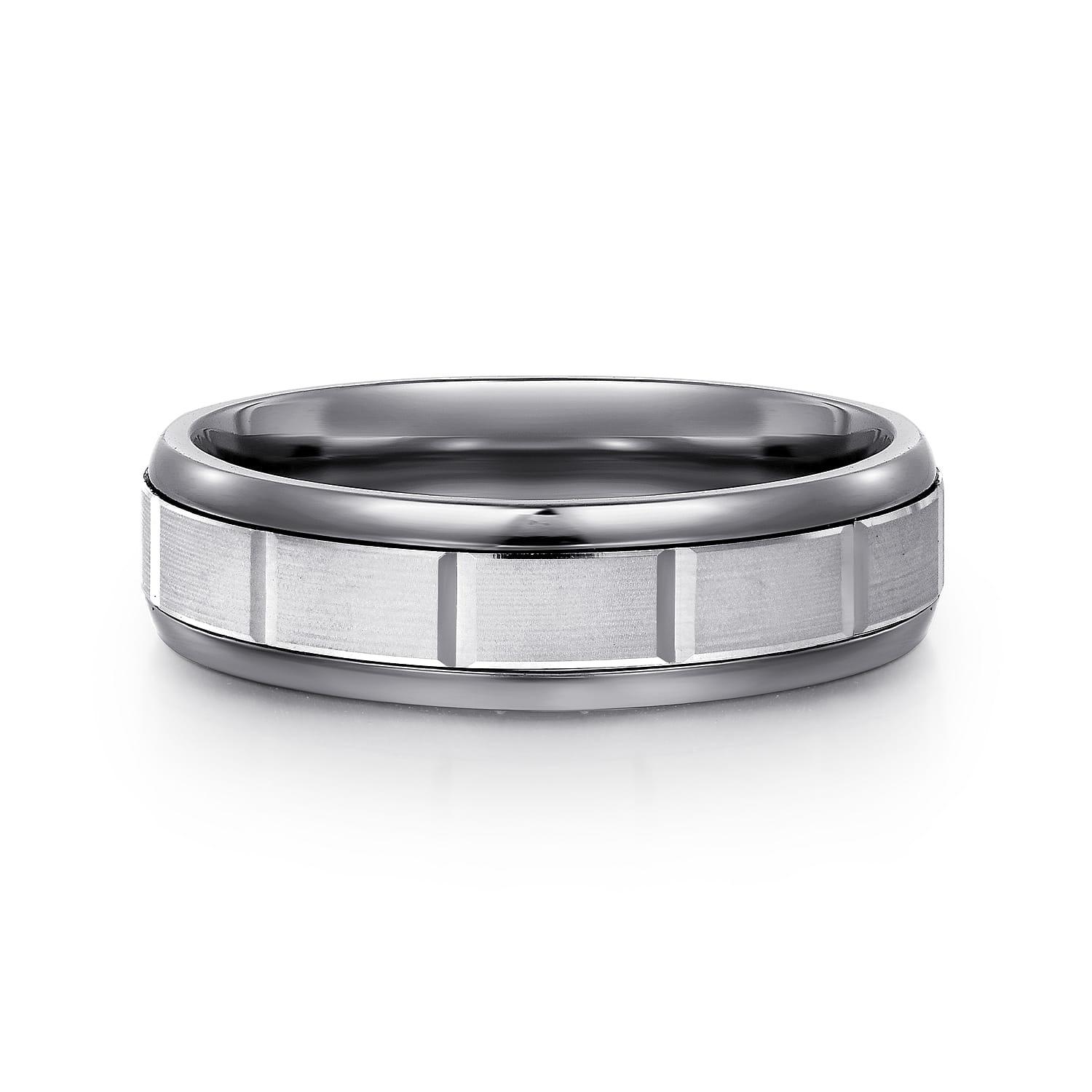 Mens Alternative 6mm Round Tantalum and 14K White Gold Band - Shot 1
