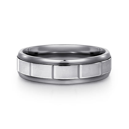 Mens Alternative 6mm Round Tantalum and 14K White Gold Band