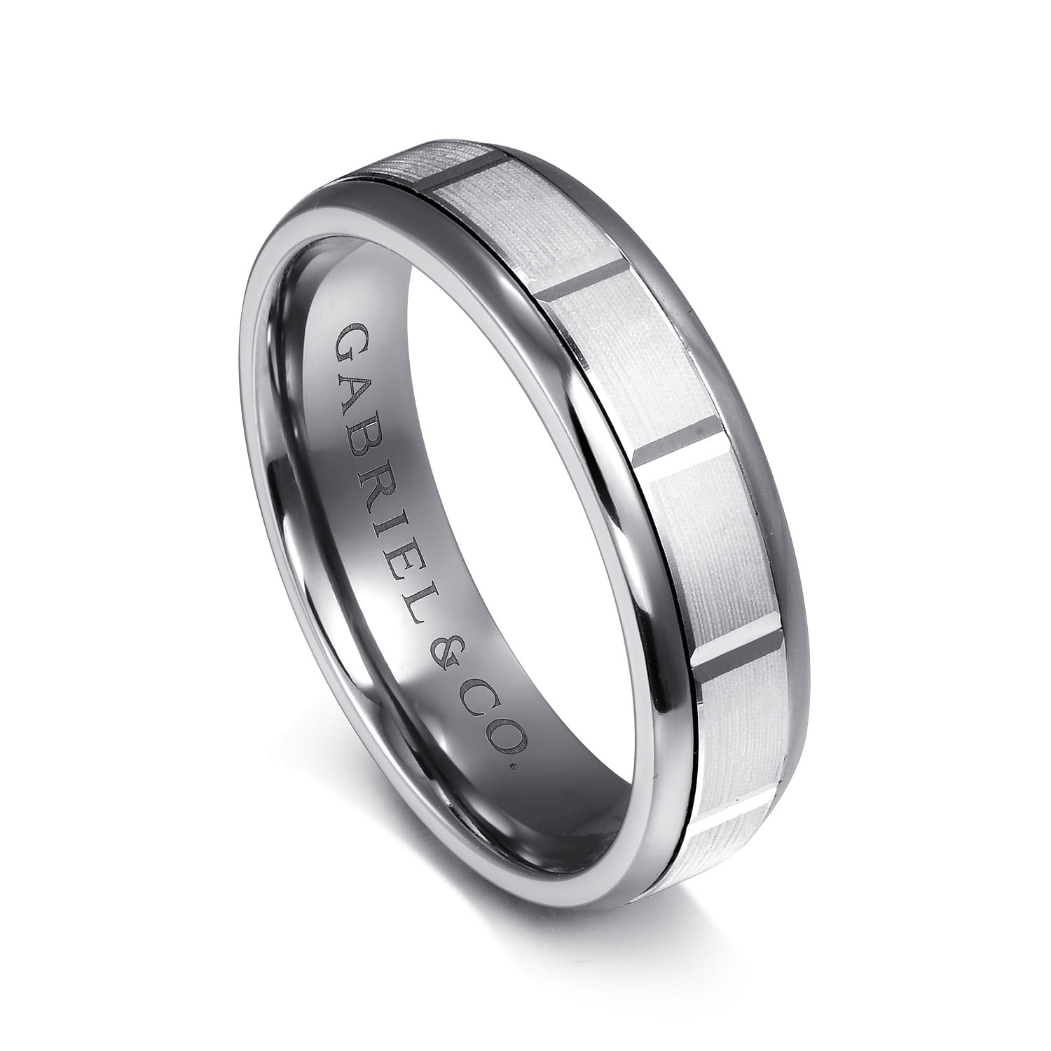 Mens Alternative 6mm Round Tantalum and 14K White Gold Band - Shot 3