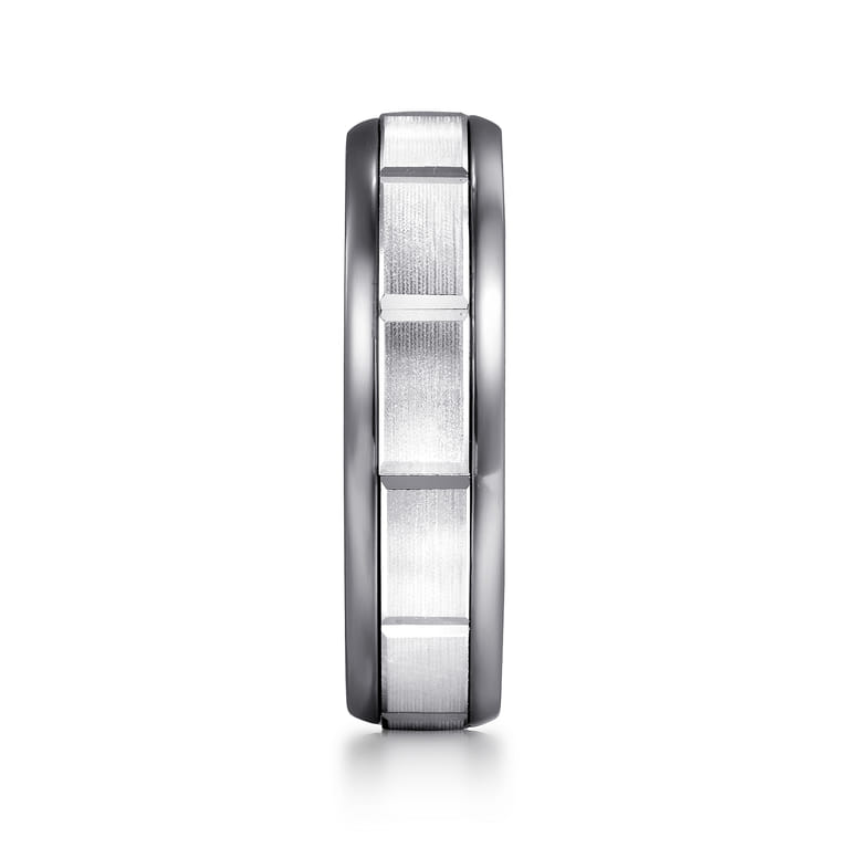 Mens Alternative 6mm Round Tantalum and 14K White Gold Band - Shot 4