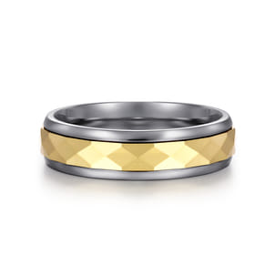 Mens Alternative 6mm Round Tantalum and 14K Yellow Gold Band