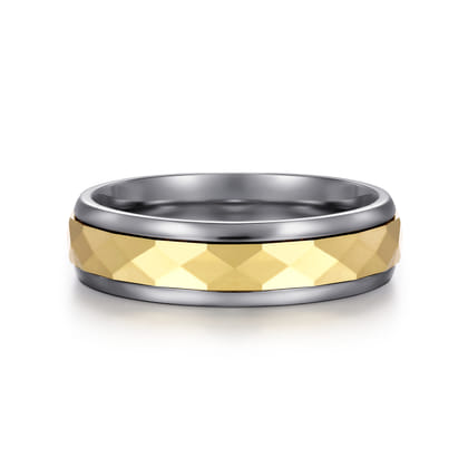 Mens Alternative 6mm Round Tantalum and 14K Yellow Gold Band