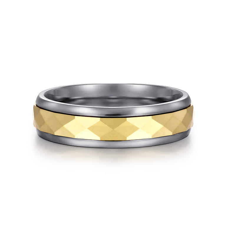 Mens Alternative 6mm Round Tantalum and 14K Yellow Gold Band - Shot 1