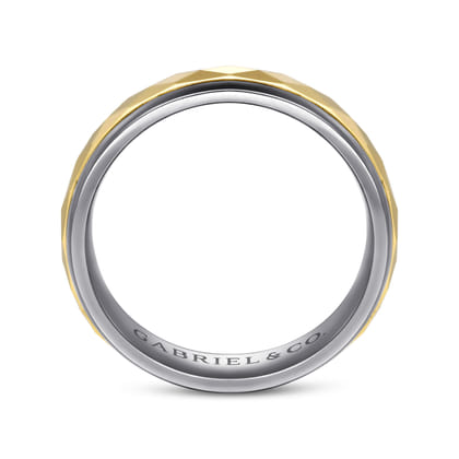 Mens Alternative 6mm Round Tantalum and 14K Yellow Gold Band