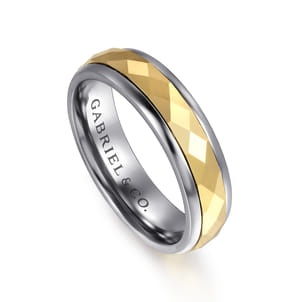 Mens Alternative 6mm Round Tantalum and 14K Yellow Gold Band