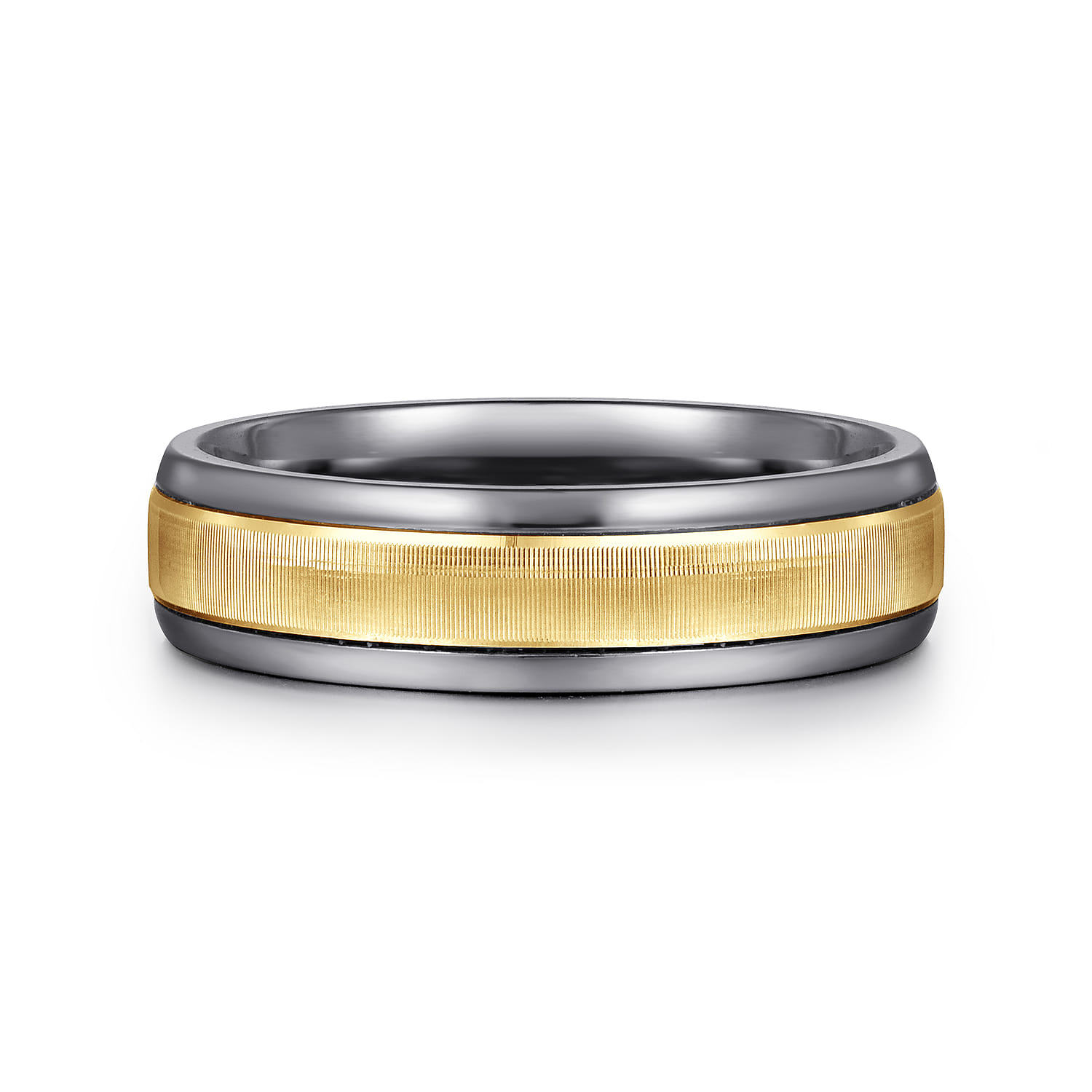 Mens Alternative 6mm Round Tantalum and 14K Yellow Gold Band - Shot 1