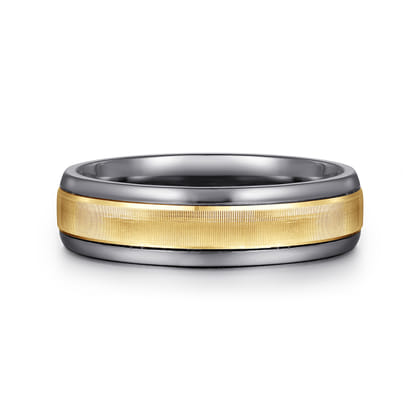 Mens Alternative 6mm Round Tantalum and 14K Yellow Gold Band
