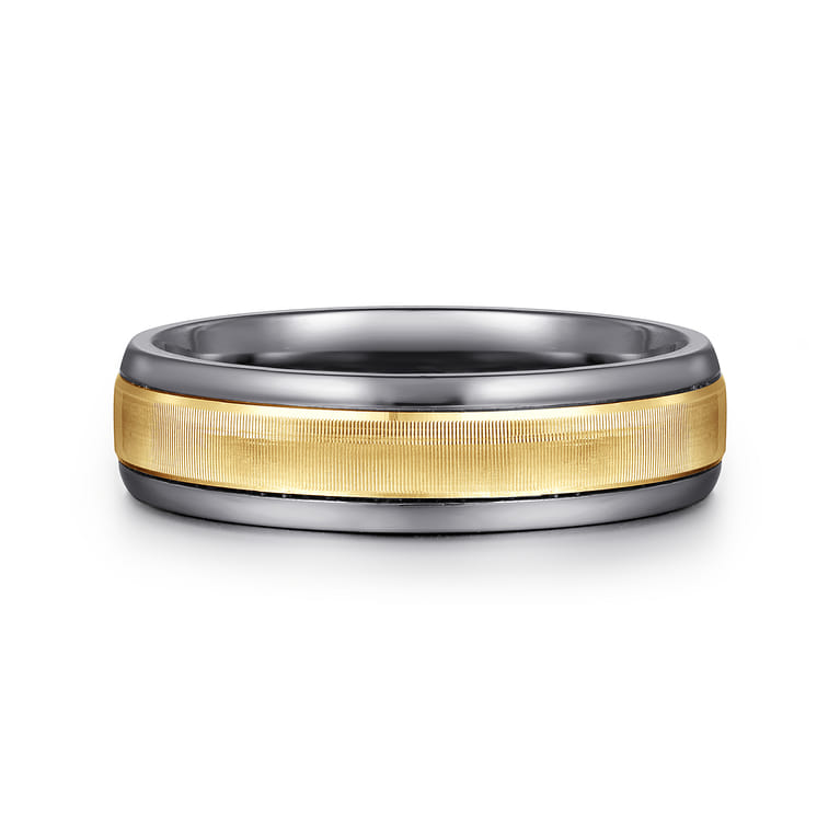 Mens Alternative 6mm Round Tantalum and 14K Yellow Gold Band - Shot 1