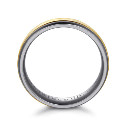 Mens Alternative 6mm Round Tantalum and 14K Yellow Gold Band
