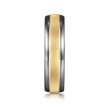 Mens Alternative 6mm Round Tantalum and 14K Yellow Gold Band