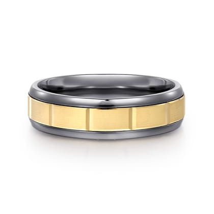 Mens Alternative 6mm Round Tantalum and 14K Yellow Gold Band