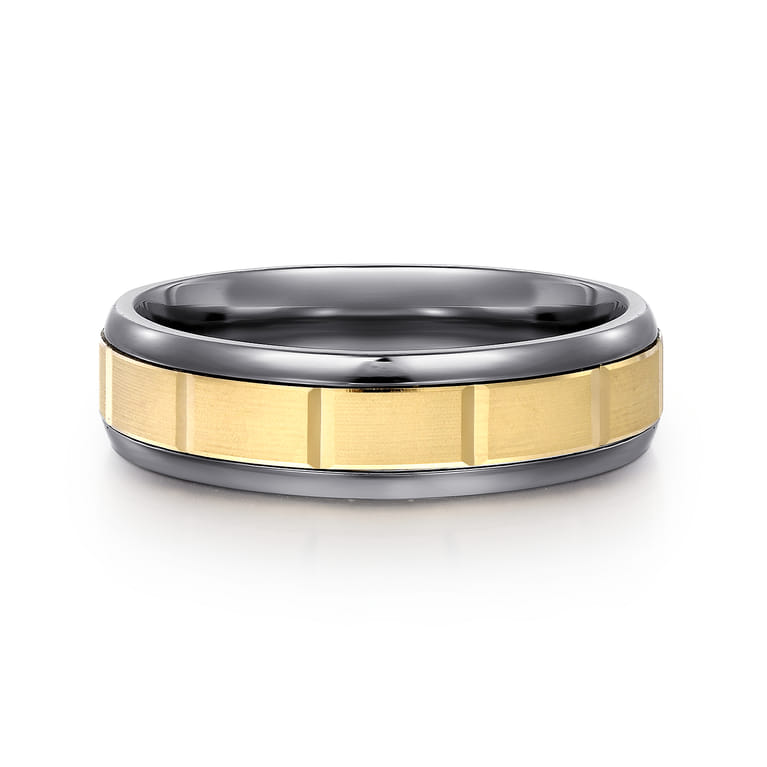 Mens Alternative 6mm Round Tantalum and 14K Yellow Gold Band - Shot 1