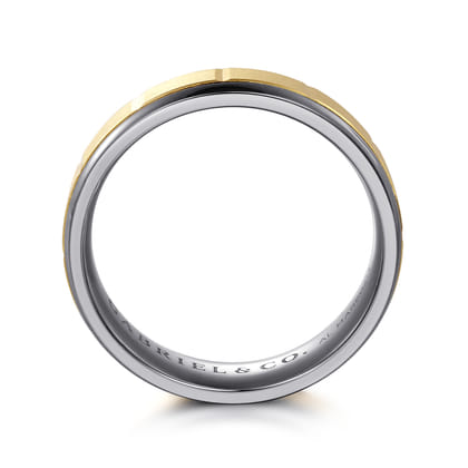 Mens Alternative 6mm Round Tantalum and 14K Yellow Gold Band