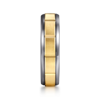 Mens Alternative 6mm Round Tantalum and 14K Yellow Gold Band