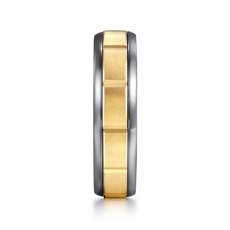 Mens Alternative 6mm Round Tantalum and 14K Yellow Gold Band - Shot 4
