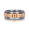 Mens Alternative 8mm Beveled Tantalum and 14K Rose Gold Band