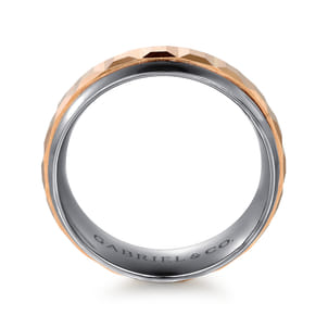 Mens Alternative 8mm Beveled Tantalum and 14K Rose Gold Band