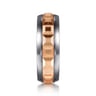 Mens Alternative 8mm Beveled Tantalum and 14K Rose Gold Band