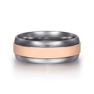Mens Alternative 8mm Beveled Tantalum and 14K Rose Gold Band