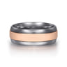 Mens Alternative 8mm Beveled Tantalum and 14K Rose Gold Band