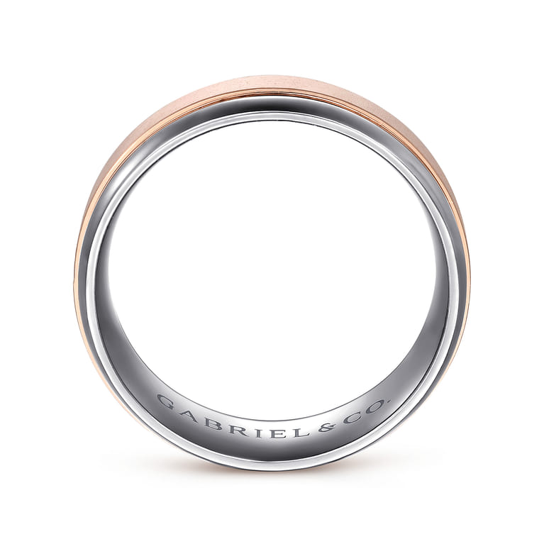 Mens Alternative 8mm Beveled Tantalum and 14K Rose Gold Band - Shot 2