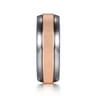 Mens Alternative 8mm Beveled Tantalum and 14K Rose Gold Band