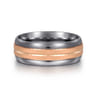 Mens Alternative 8mm Beveled Tantalum and 14K Rose Gold Band