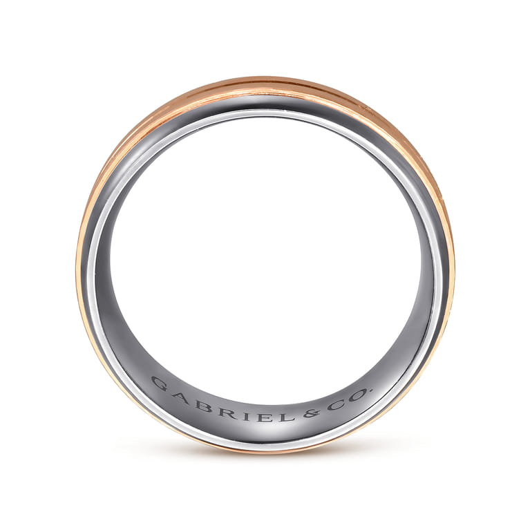Mens Alternative 8mm Beveled Tantalum and 14K Rose Gold Band - Shot 2