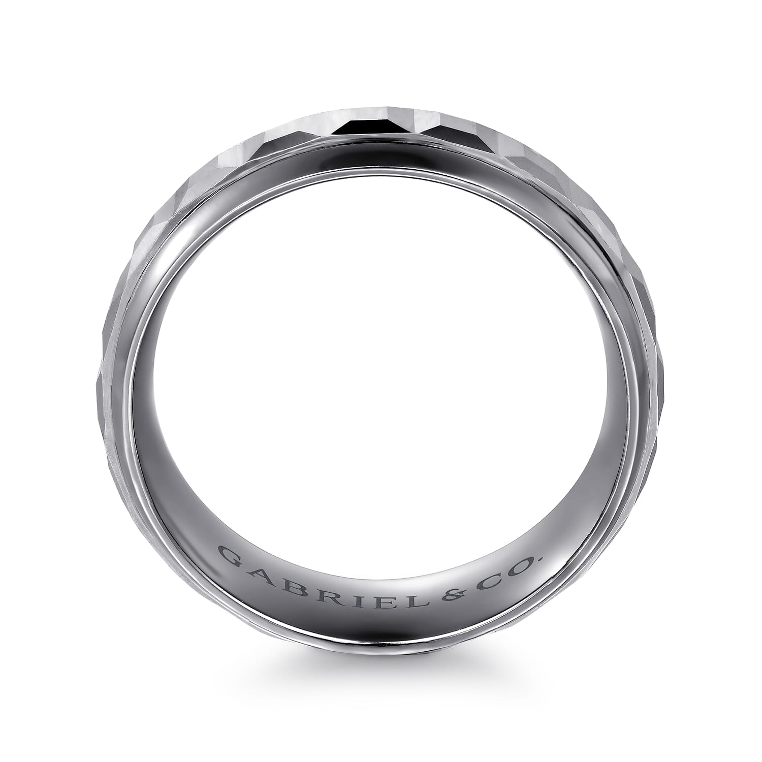 Mens Alternative 8mm Beveled Tantalum and 14K White Gold Band - Shot 2