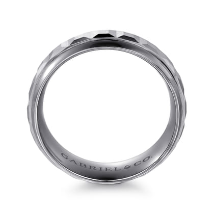 Mens Alternative 8mm Beveled Tantalum and 14K White Gold Band