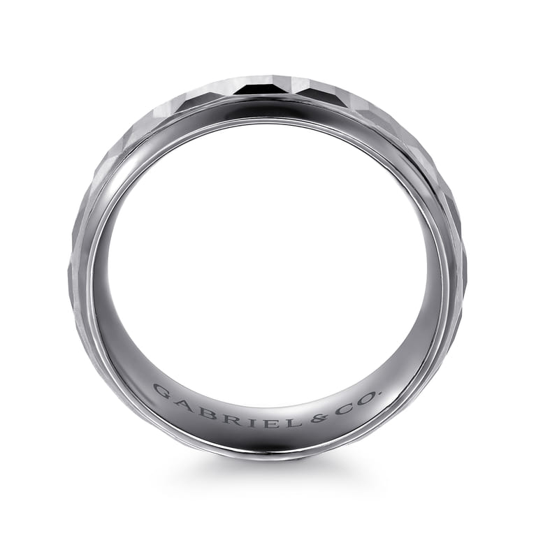 Mens Alternative 8mm Beveled Tantalum and 14K White Gold Band - Shot 2