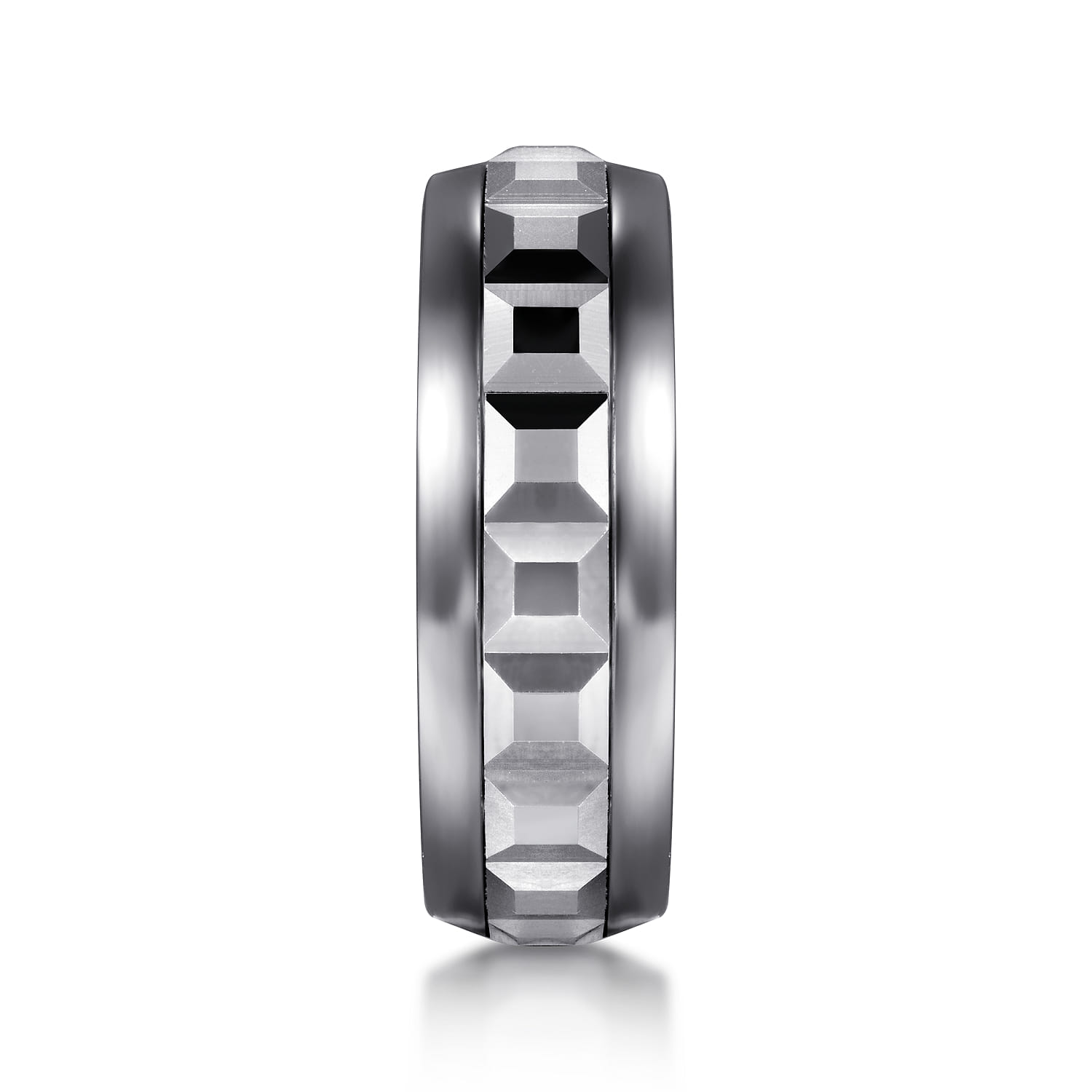 Mens Alternative 8mm Beveled Tantalum and 14K White Gold Band - Shot 4