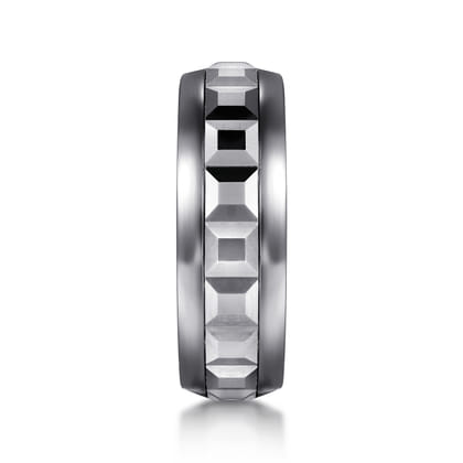 Mens Alternative 8mm Beveled Tantalum and 14K White Gold Band