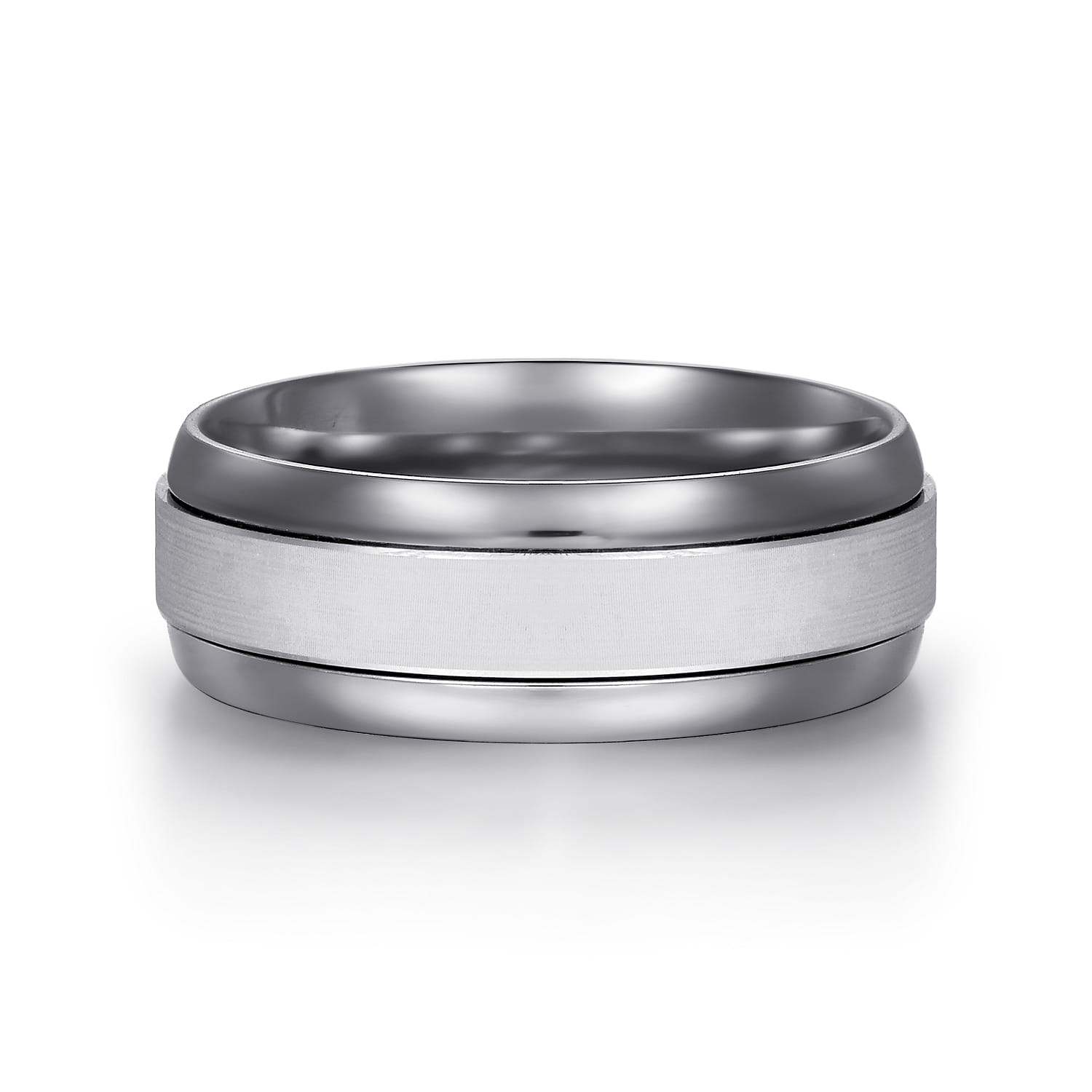 Mens Alternative 8mm Beveled Tantalum and 14K White Gold Band - Shot 1