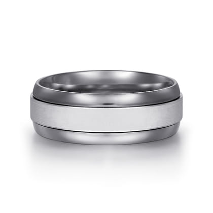 Mens Alternative 8mm Beveled Tantalum and 14K White Gold Band