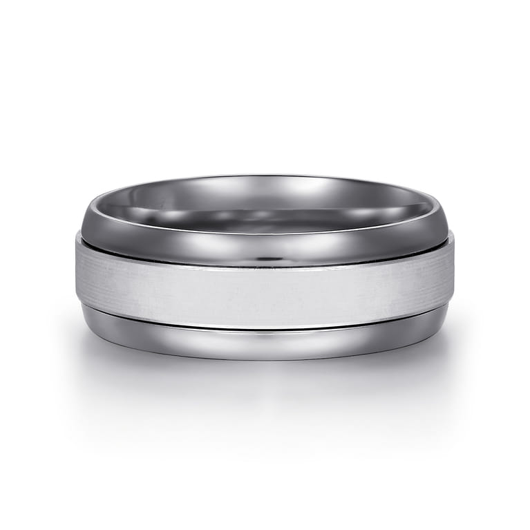 Mens Alternative 8mm Beveled Tantalum and 14K White Gold Band - Shot 1
