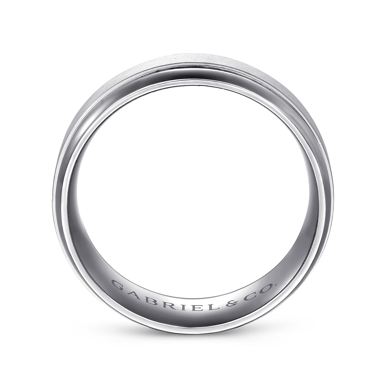 Mens Alternative 8mm Beveled Tantalum and 14K White Gold Band - Shot 2