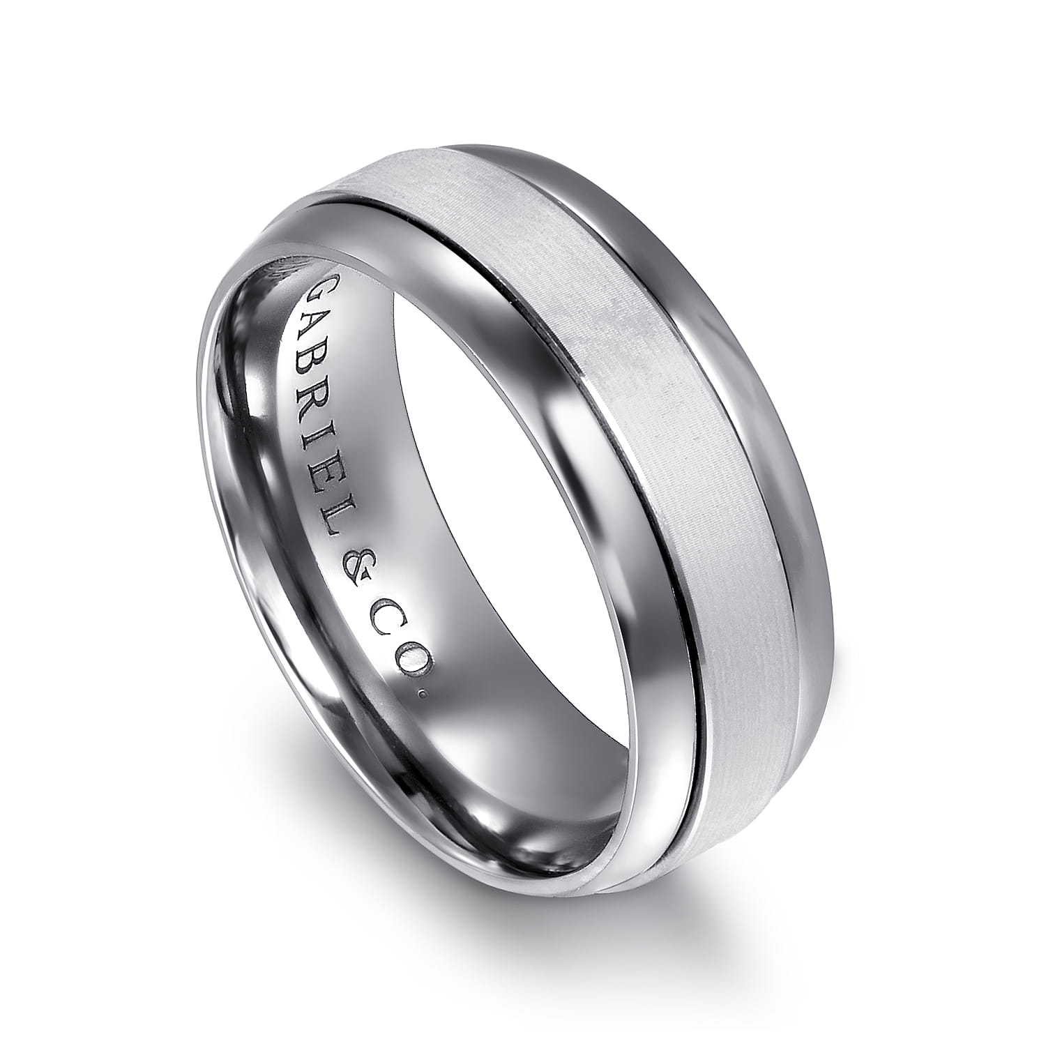 Mens Alternative 8mm Beveled Tantalum and 14K White Gold Band - Shot 3