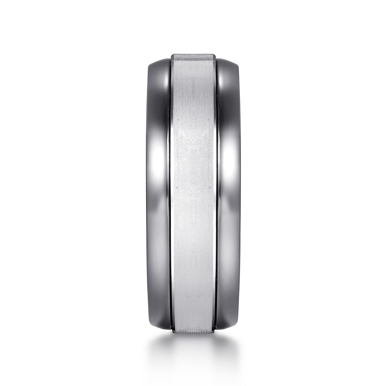 Mens Alternative 8mm Beveled Tantalum and 14K White Gold Band - Shot 4