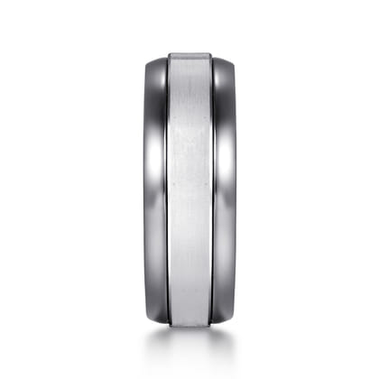 Mens Alternative 8mm Beveled Tantalum and 14K White Gold Band