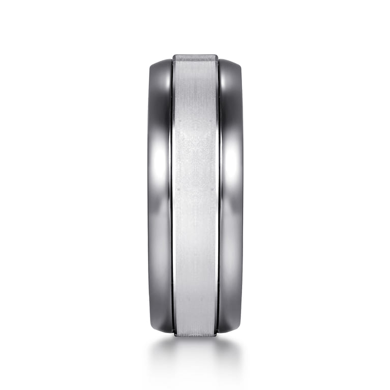 Mens Alternative 8mm Beveled Tantalum and 14K White Gold Band - Shot 4