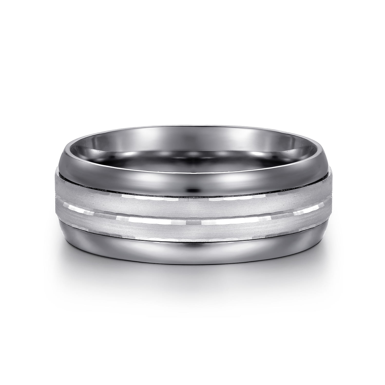 Mens Alternative 8mm Beveled Tantalum and 14K White Gold Band - Shot 1