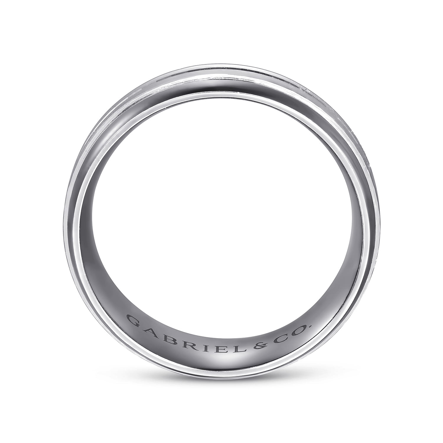 Mens Alternative 8mm Beveled Tantalum and 14K White Gold Band - Shot 2