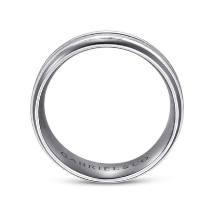 Mens Alternative 8mm Beveled Tantalum and 14K White Gold Band