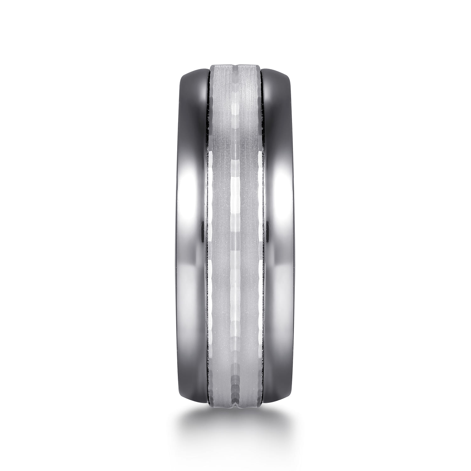 Mens Alternative 8mm Beveled Tantalum and 14K White Gold Band - Shot 4