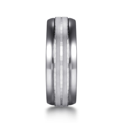 Mens Alternative 8mm Beveled Tantalum and 14K White Gold Band