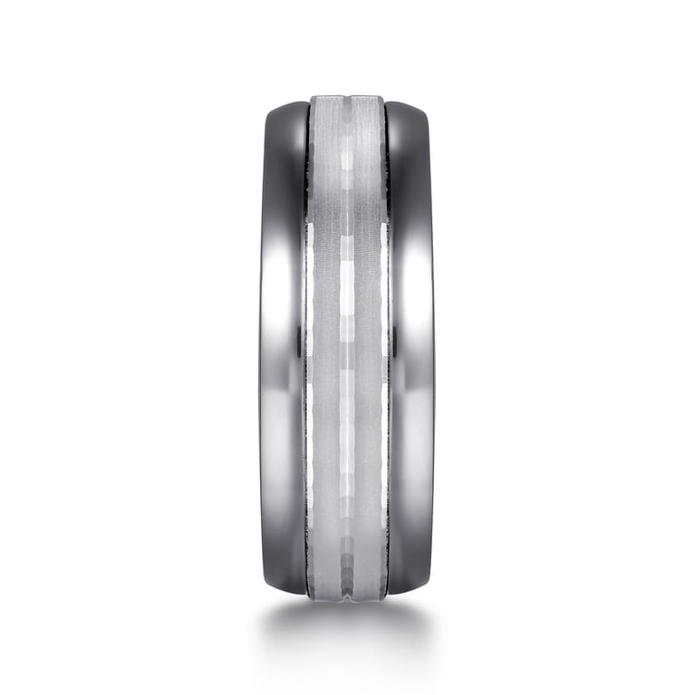 Mens Alternative 8mm Beveled Tantalum and 14K White Gold Band - Shot 4