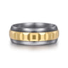 Mens Alternative 8mm Beveled Tantalum and 14K Yellow Gold Band