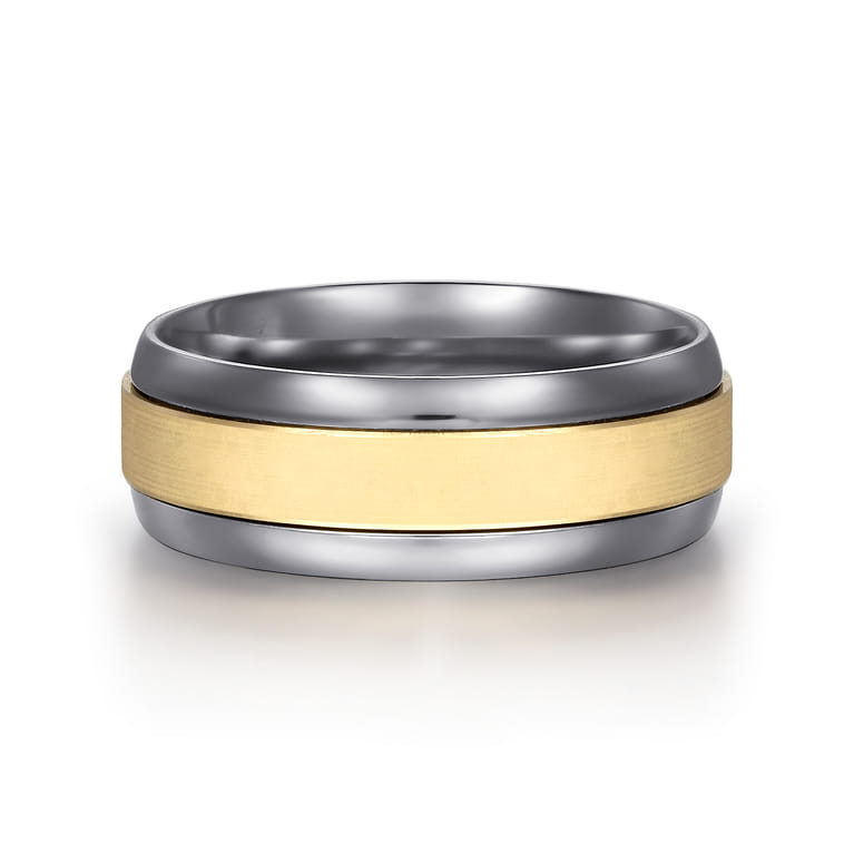 Mens Alternative 8mm Beveled Tantalum and 14K Yellow Gold Band - Shot 1